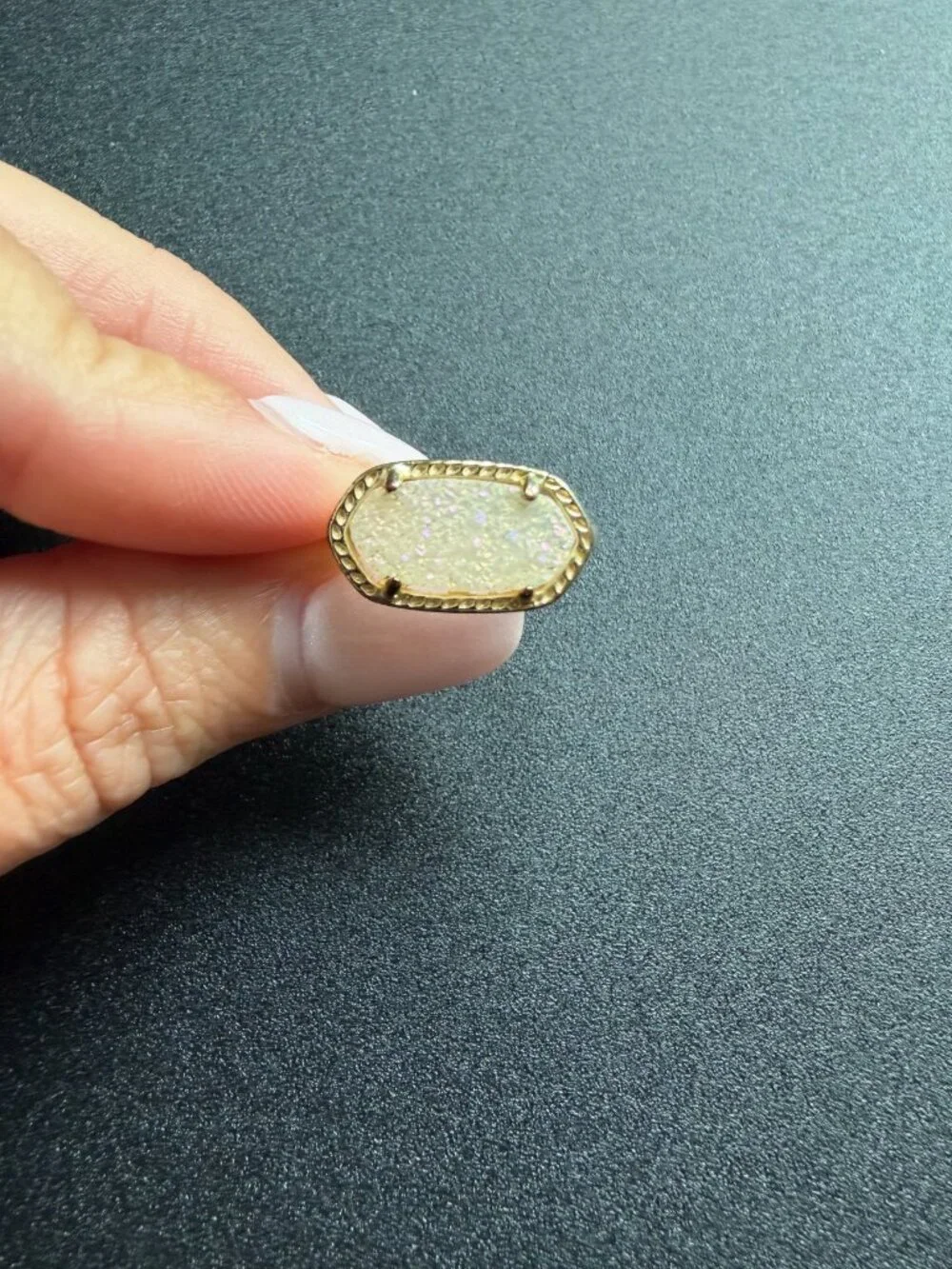 Kendra Scott Elle Gold Ring Iridescent Drusy Size 6
